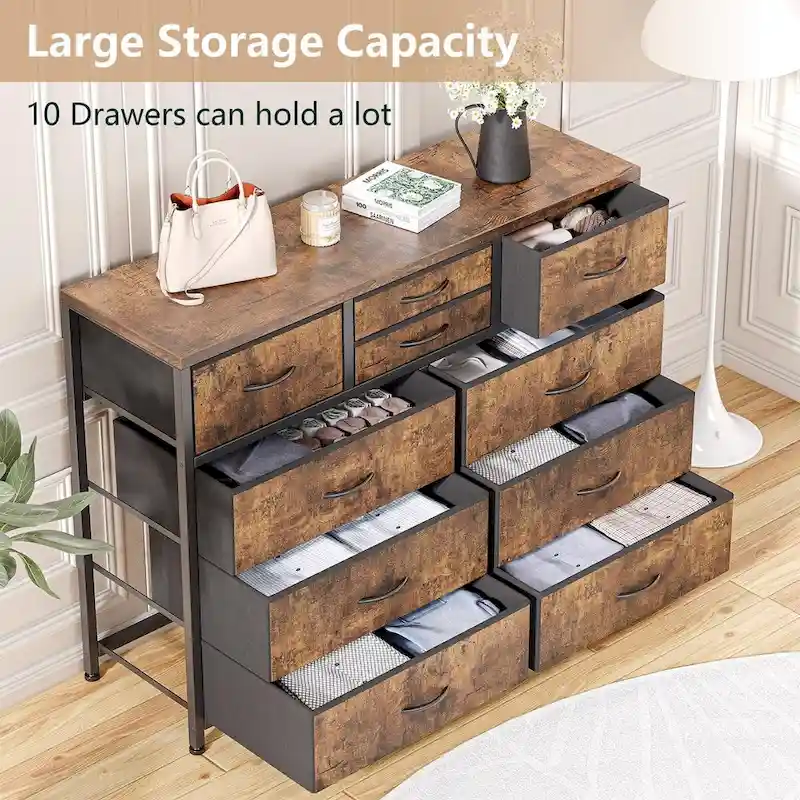 10 Drawer Dresser TV Stand - 55 inches