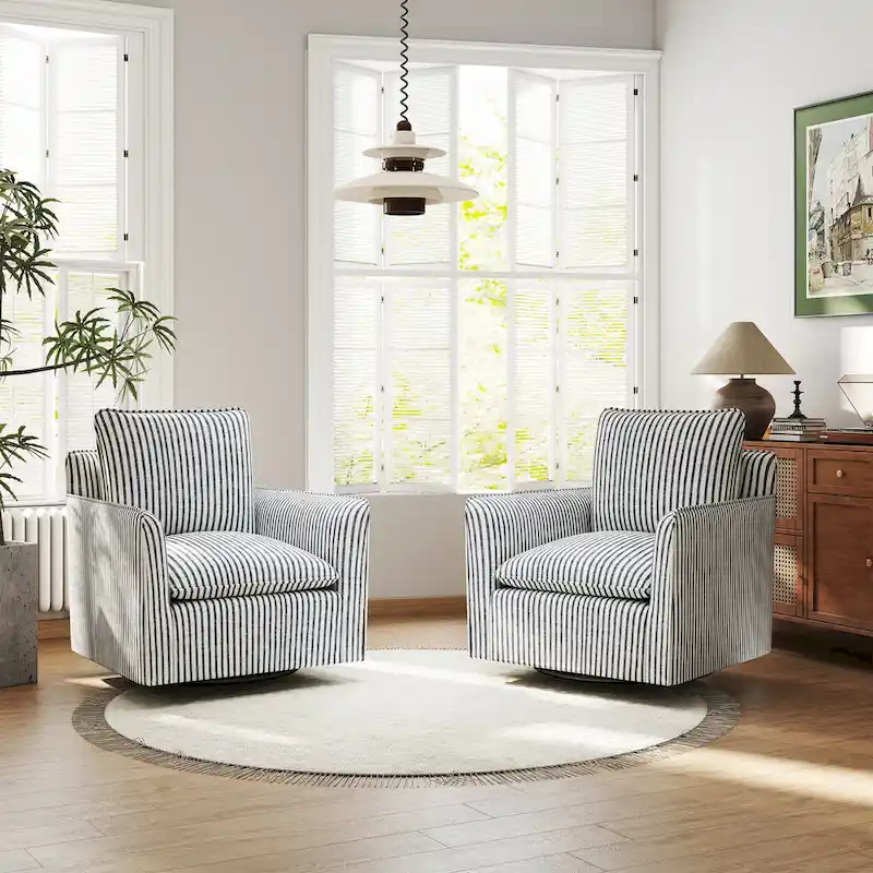 Swivel Accent Chair Swivel Barrel Reading Chair with Thick Padded Backrest Cushion