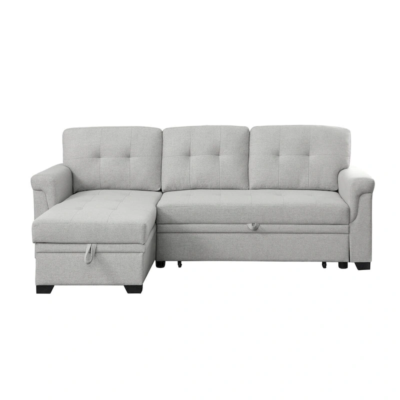 Lucca 84-inch Reversible Sleeper Sectional Sofa with Storage Chaise - 84W x 54D x 35H
