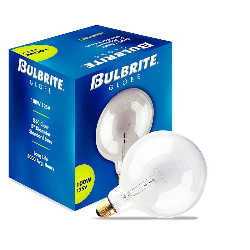 Bulbrite Pack of (12) Dimmable G40 Incandescent Light Bulbs with Medium (E26) Base, 2700K Warm White Light
