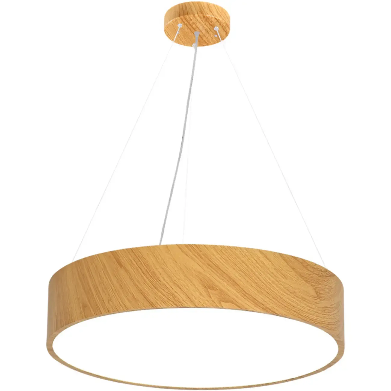 Modern Circular Wood LED Chandelier with Adjustable Height