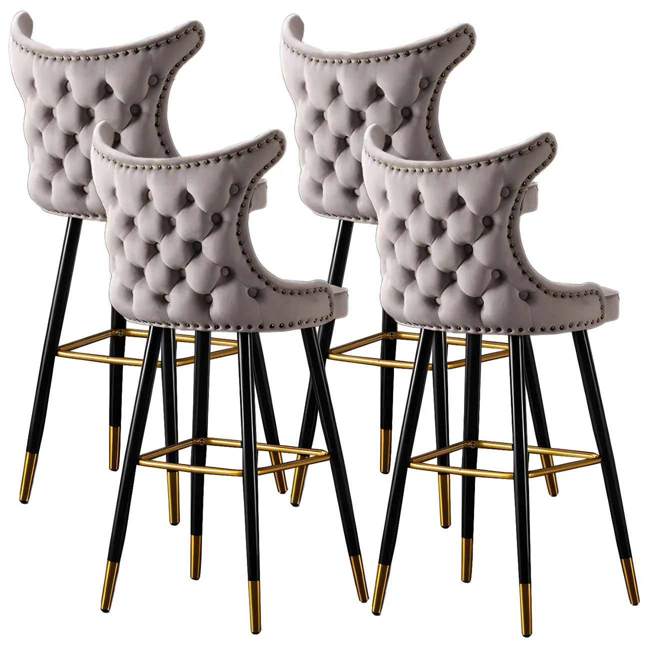 Velvet Upholstered Wingback Counter Height Bar Stools