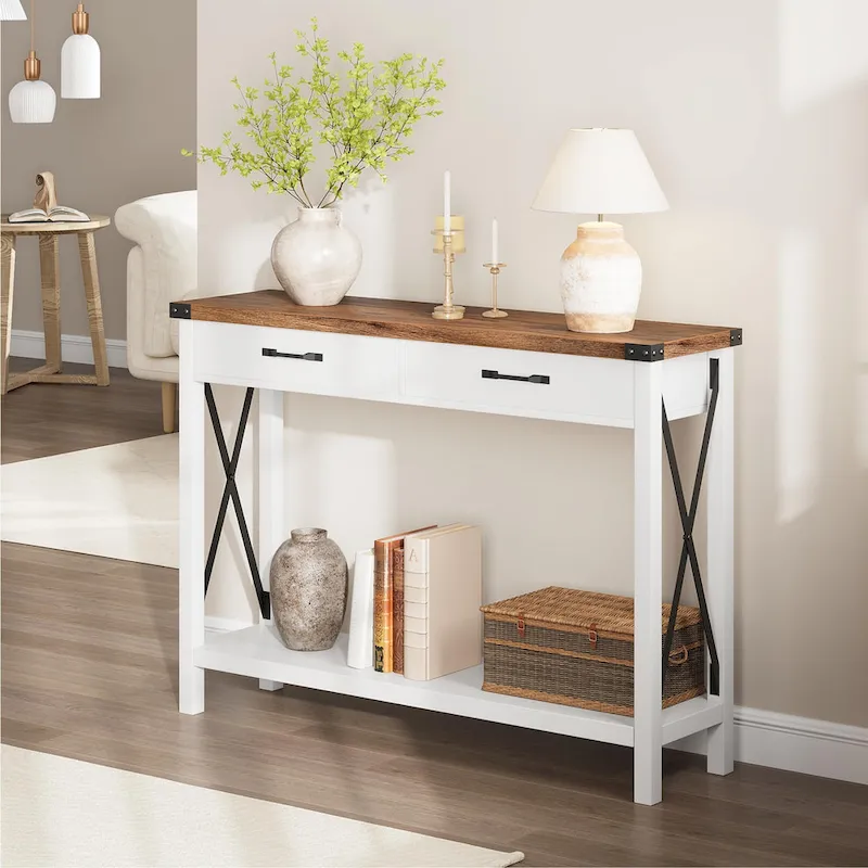 Farmhouse Console Table with 2 Drawers
