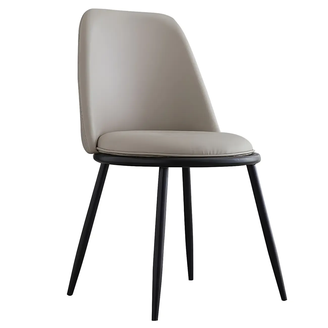 Glam Scandinavian Leather Armless Dining Chairs Metal Frame