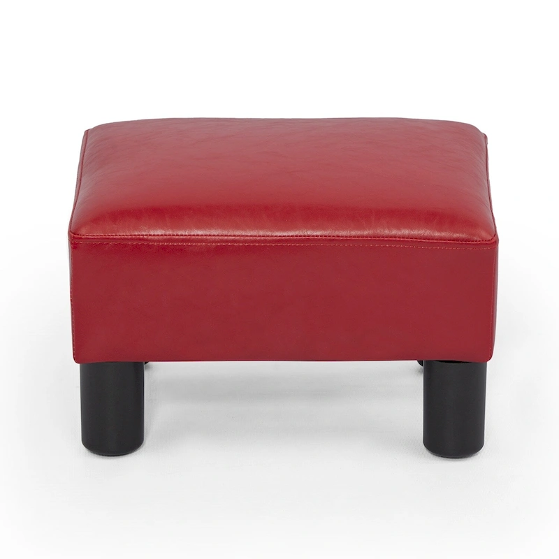 Adeco Small Rectangular Ottoman Modern PU Leather Footrest Stool Chair