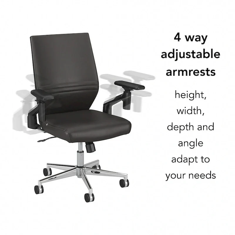 Mid Back Bonded Leather Office Chair with Adjustable Height and Armrests