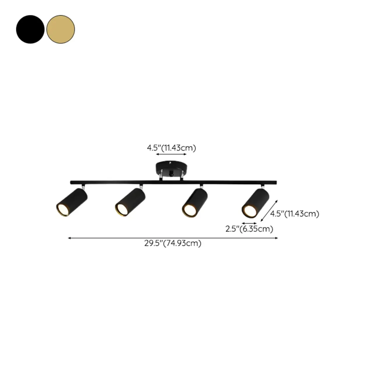 Modern Cylinder Semi-Flush Mount Metal Track Light
