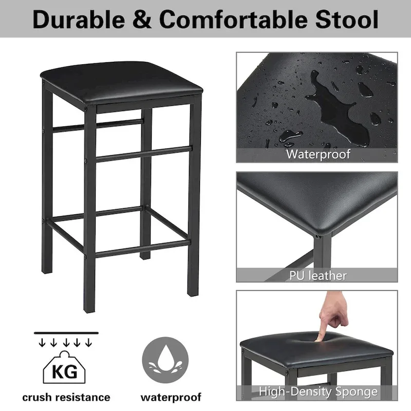 VECELO 3-Pieces Counter Dining Table Set