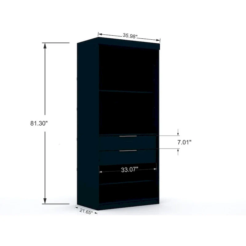 Mulberry 2 Sectional Modern Wardrobe Closet with 4 Drawers