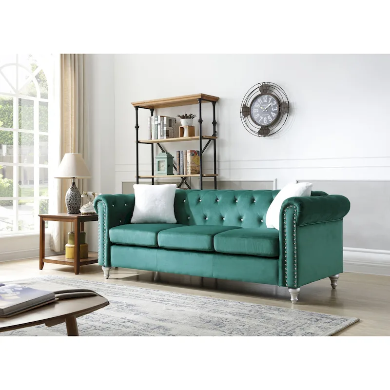 Raisa Microsuede Velvet Tufted Sofa