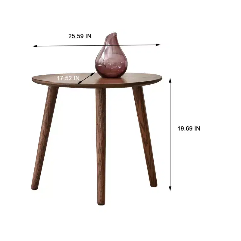 GDFStudio Beau Mid-Century Modern 25.59 W Solid Oak Wood Oval Coffee Table with Three Legs