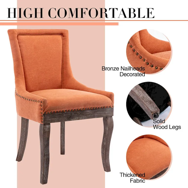 Traditional Tufted Ultra Upholstered Wingback Dining Chair Set of 2