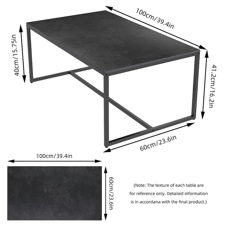 Frame Coffee Table Rectangular Cocktail Table Marble Metal Sofa Table