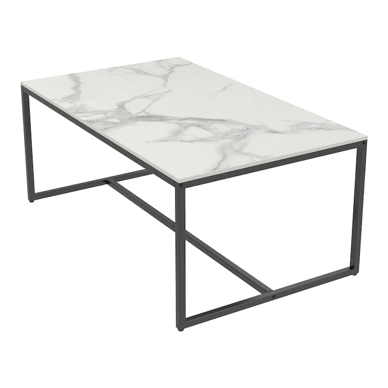 Frame Coffee Table Rectangular Cocktail Table Marble Metal Sofa Table