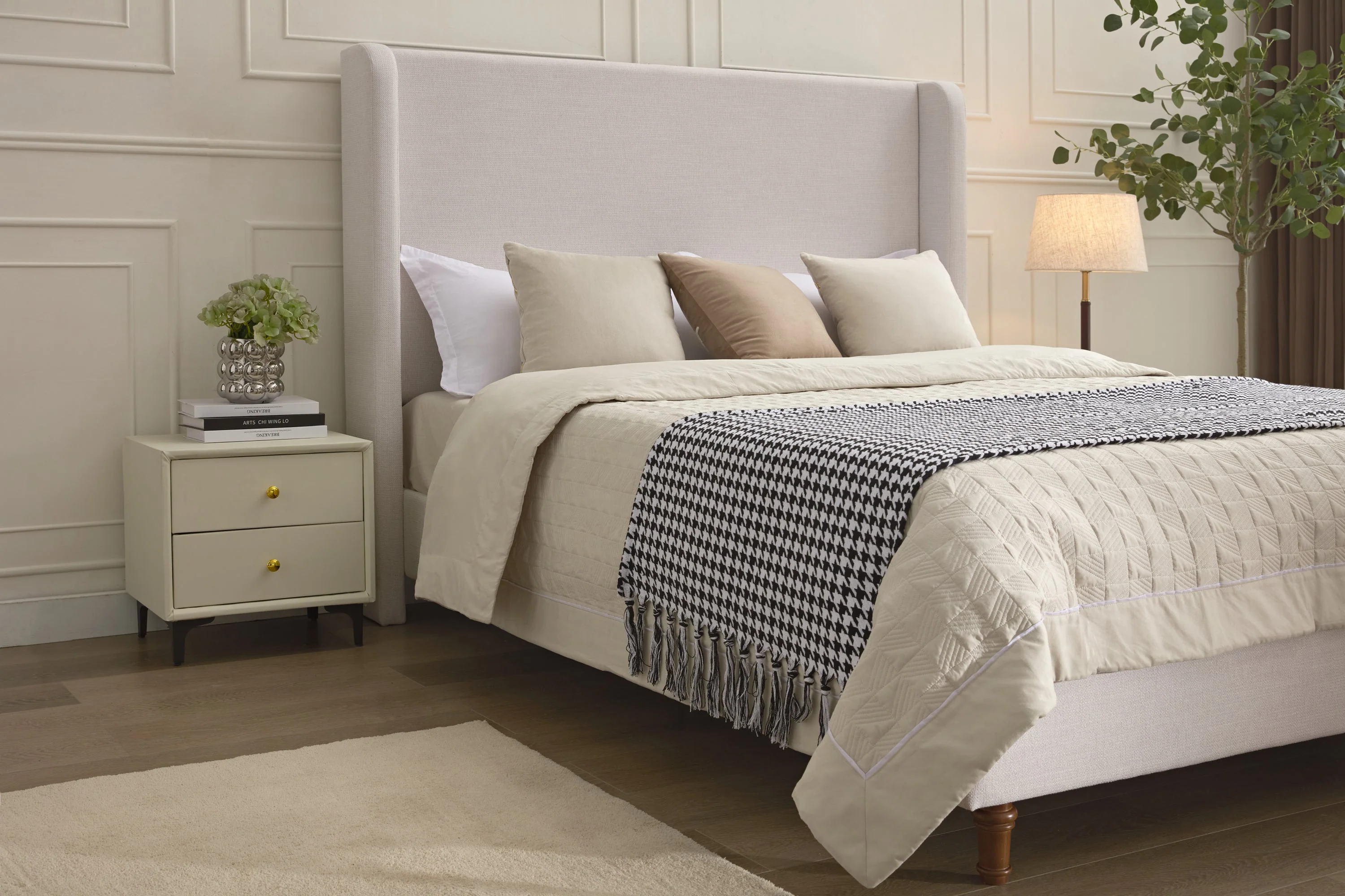 Walker Edison | Harper Tall 54 Headboard Upholstered Queen Bed
