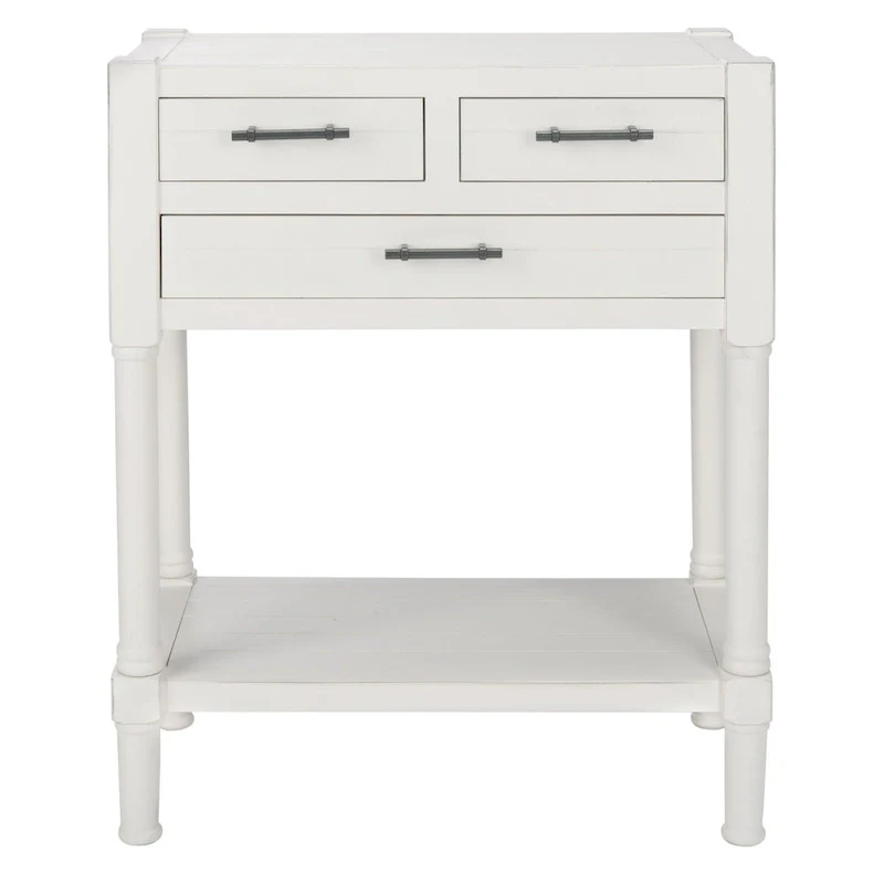 SAFAVIEH Philomene Distressed White 3-Drawer Console Table - 23.5 W x 13 L x 29.5 H - 24Wx13Dx30H