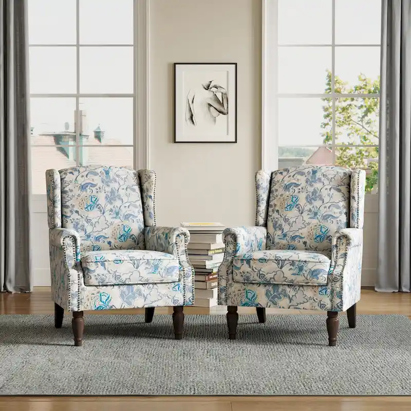 Traditional Nailhead Trim Armchair Accent Chairs Set of 2