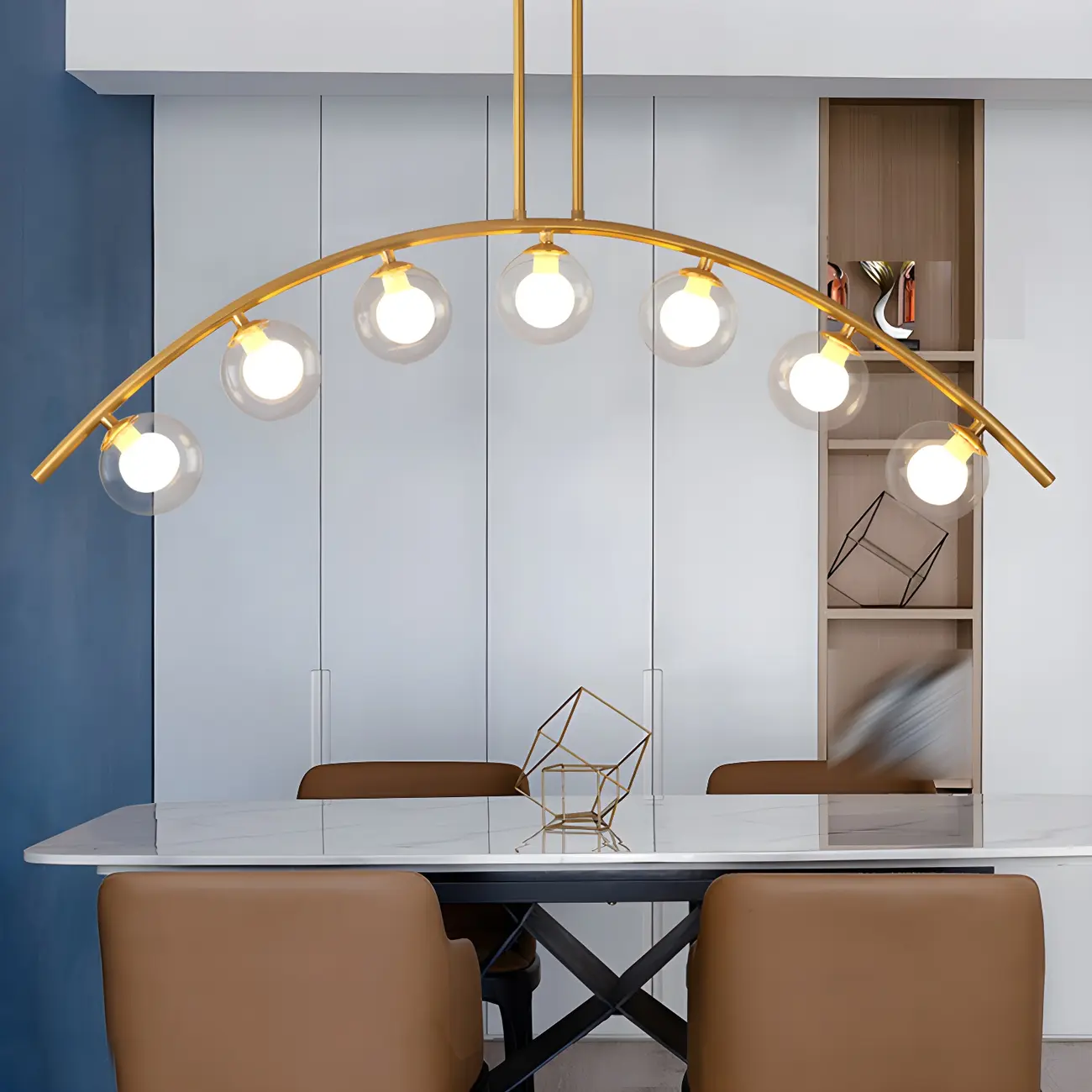 Trendy Modern Gold Arc Multi-Light Island Pendant