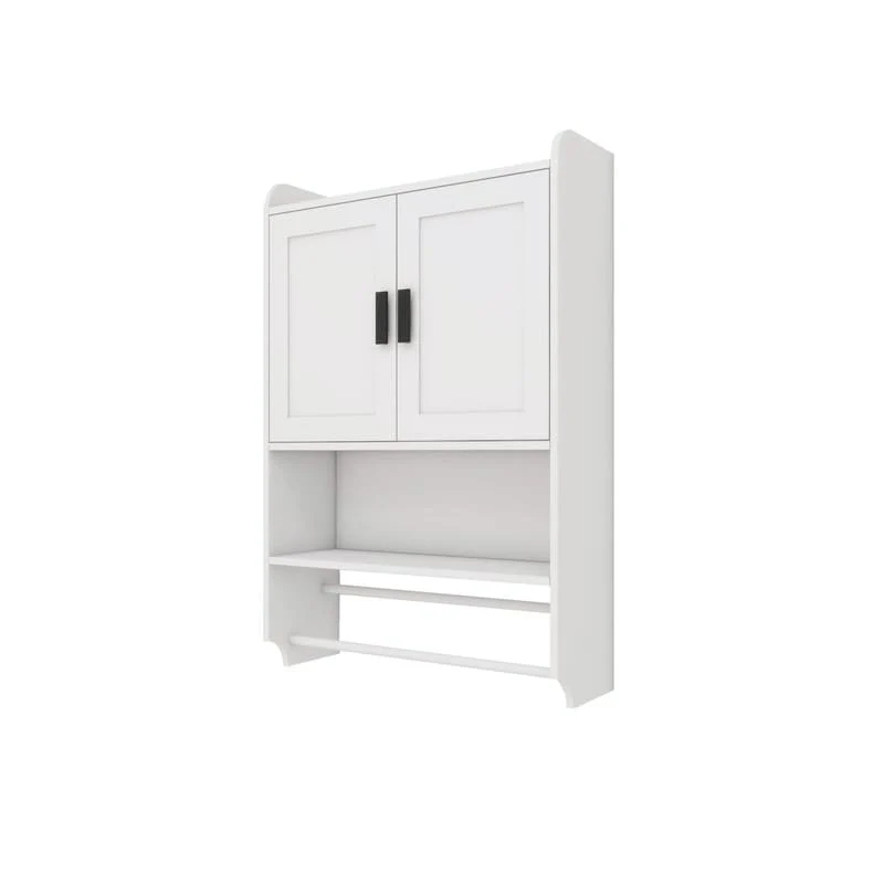 Bathroom Wall Cabinet with Adjustable Shelf, Towel Bar, and Paper Holder
