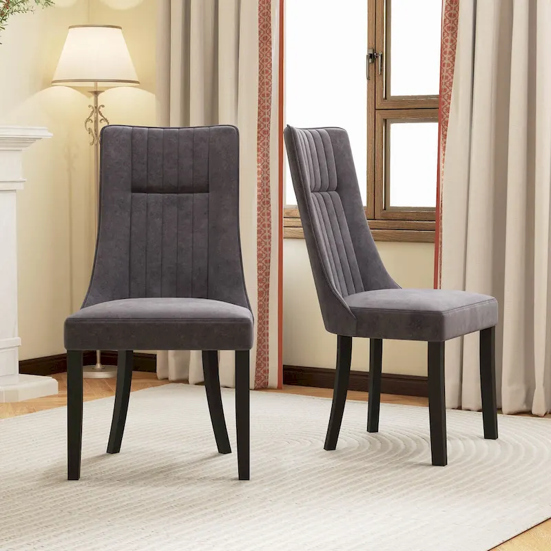 Costway Channel Tufted Dining Chairs Set of 2/4 with High Backrest