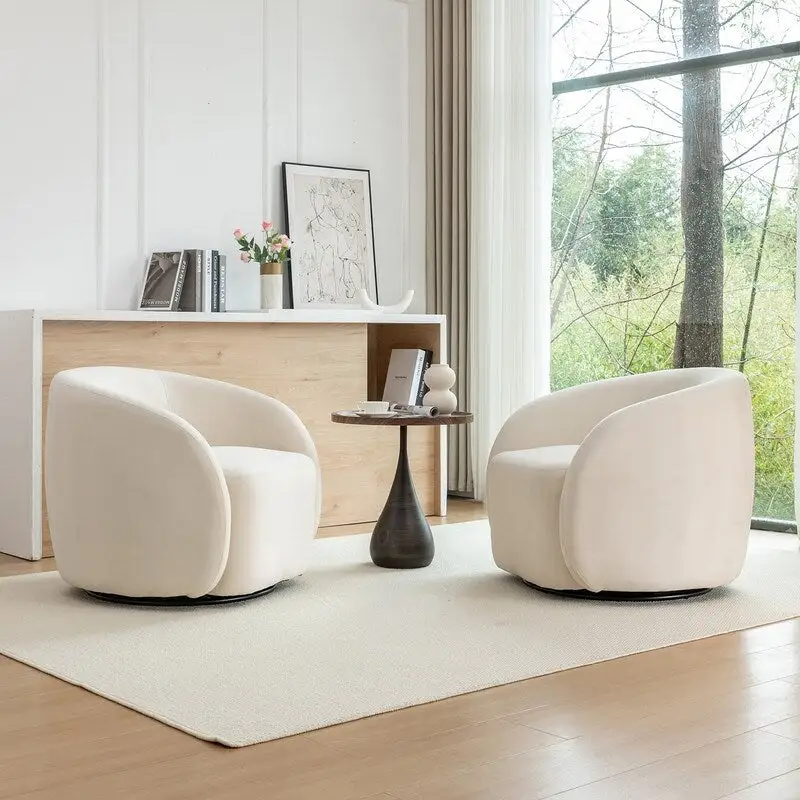 SEYNAR Modern Glam Velvet Upholstered 360 Degree Swivel Accent Armchair Set of 2