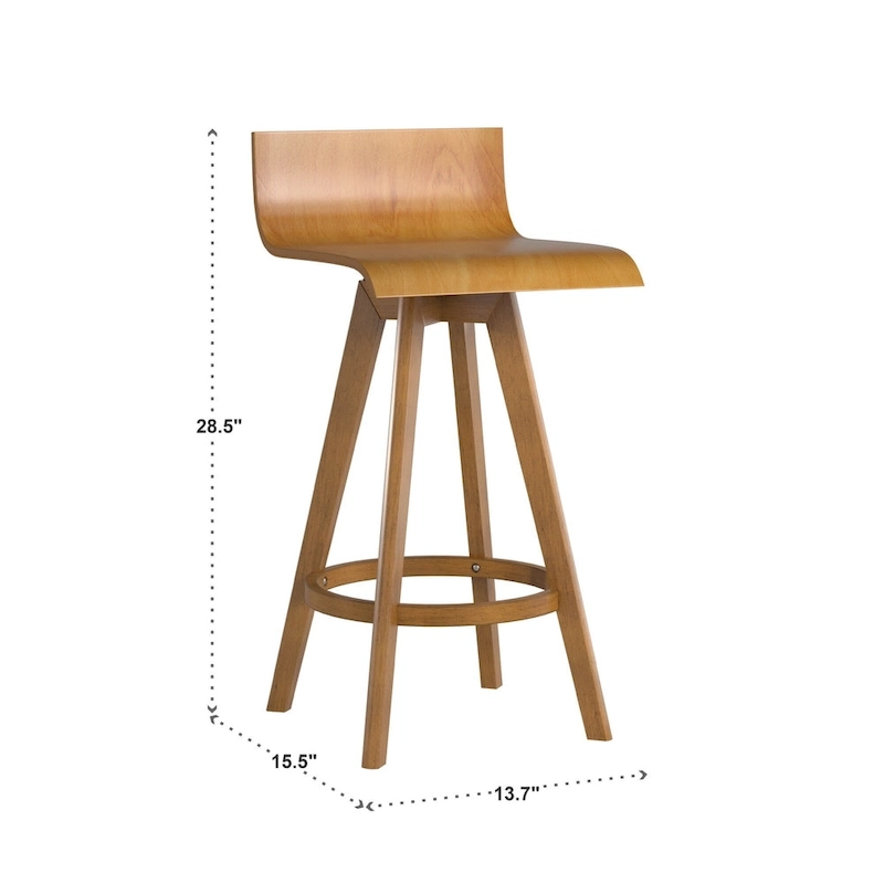 Ellery Mid-Century Modern Swivel Wood Stool (Set of 2) iNSPIRE Q Modern