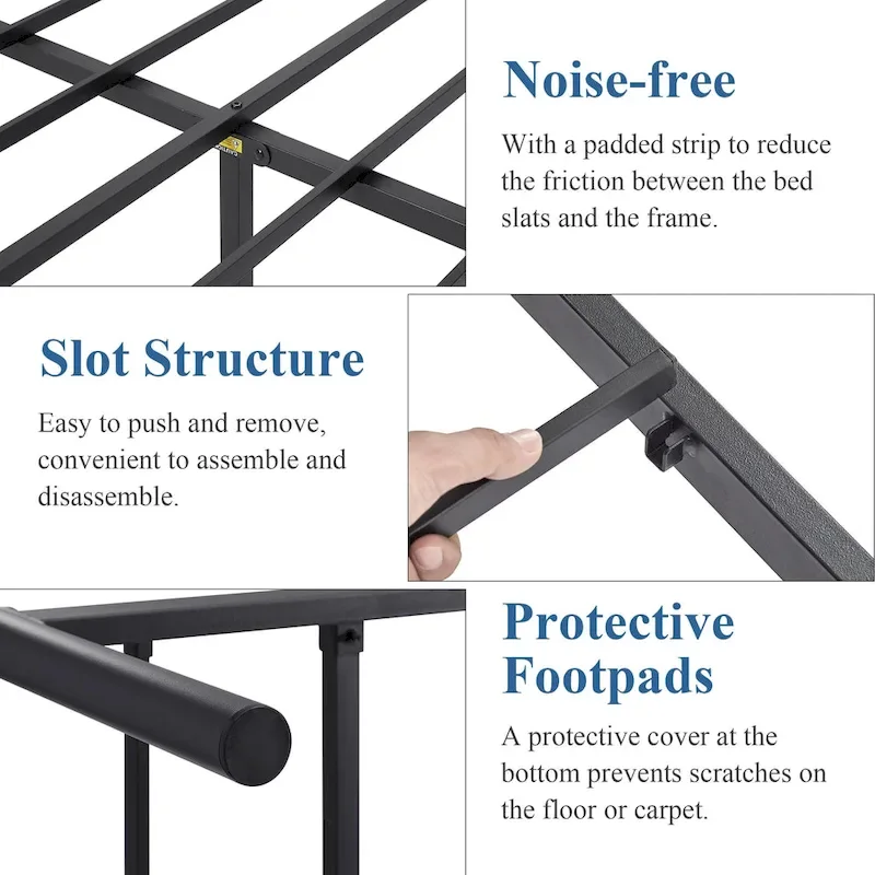 Metal Bed Frame with Headboard and Footboard, No Box Spring Needed