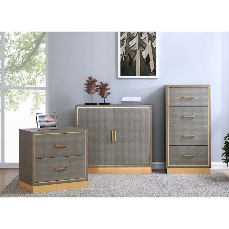 Edinburgh 2-Drawer Faux Shagreen End table