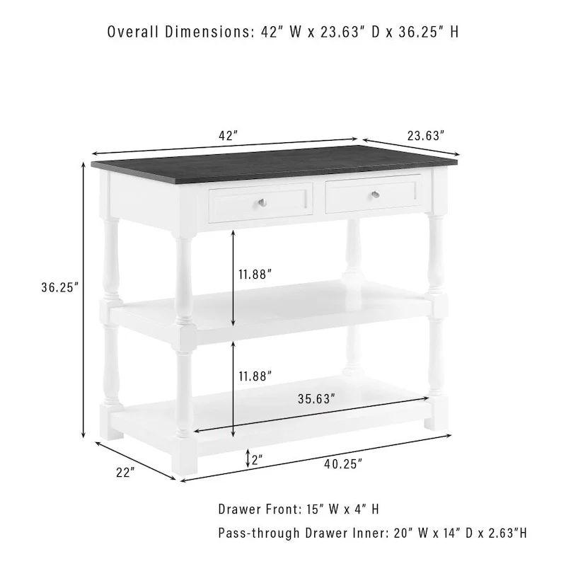 Crosley Caitlyn Wood Top Kitchen Island - 23.63d x 42w x 36.25h