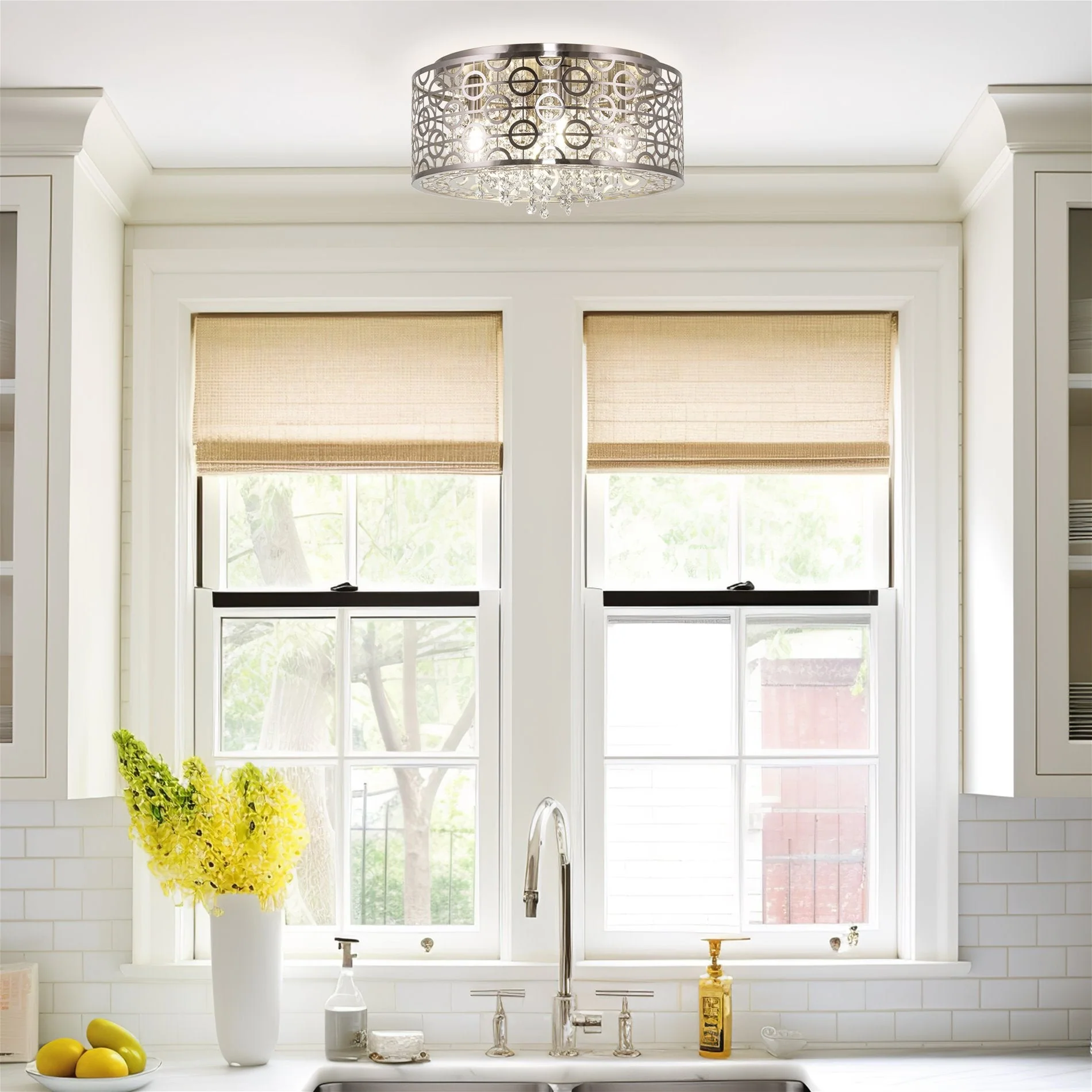 Brielle 15 Modern Chic 4-Light Crystal Flush Mount Chandelier