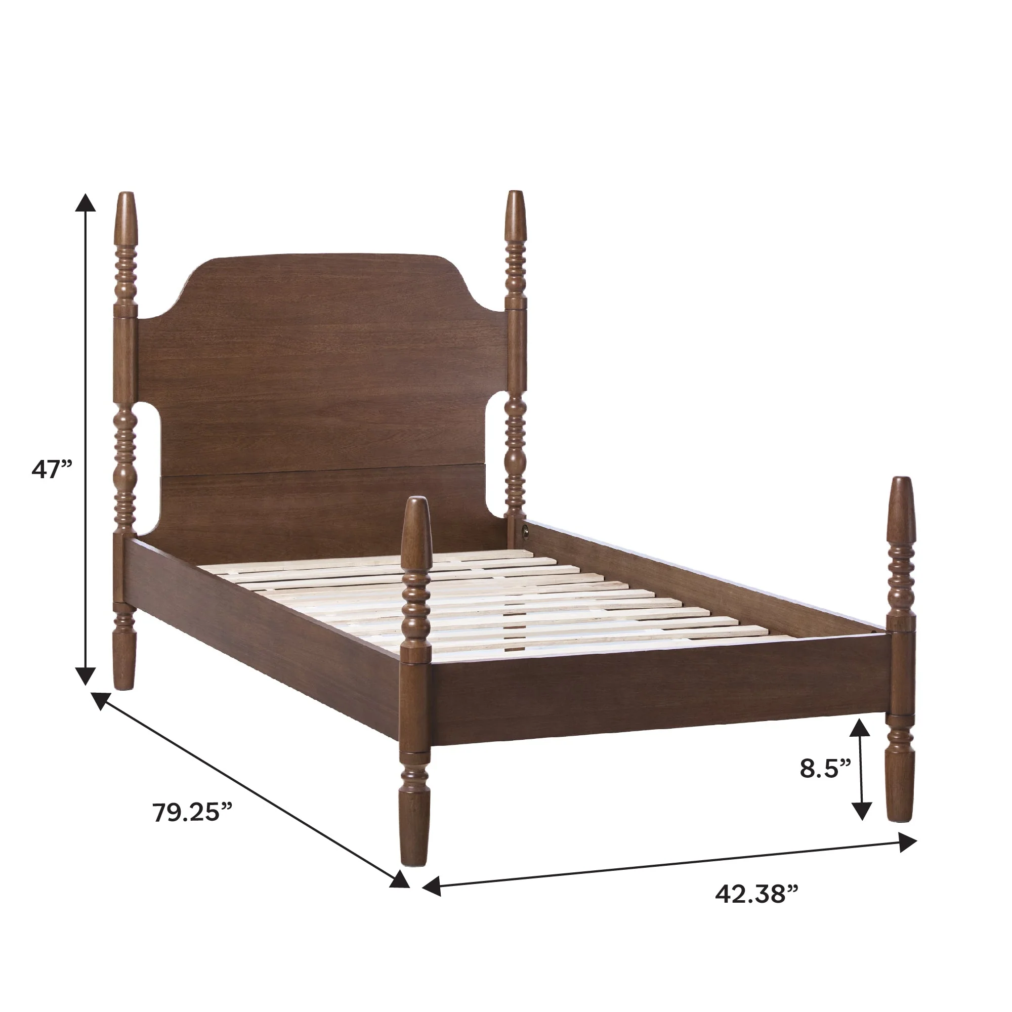 Traditional Vivienne Easy Assembly Solid Wood Twin Bedframe