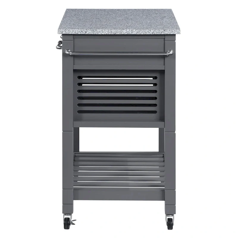 Kitchen Cart with Granite Top and Storage Drawers