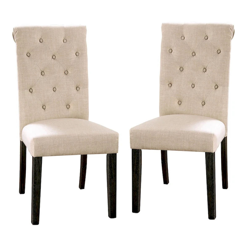 Brec Farmhouse Marble Top 5-Piece Round Dining Table Set with Tufted Chairs by Furniture of America