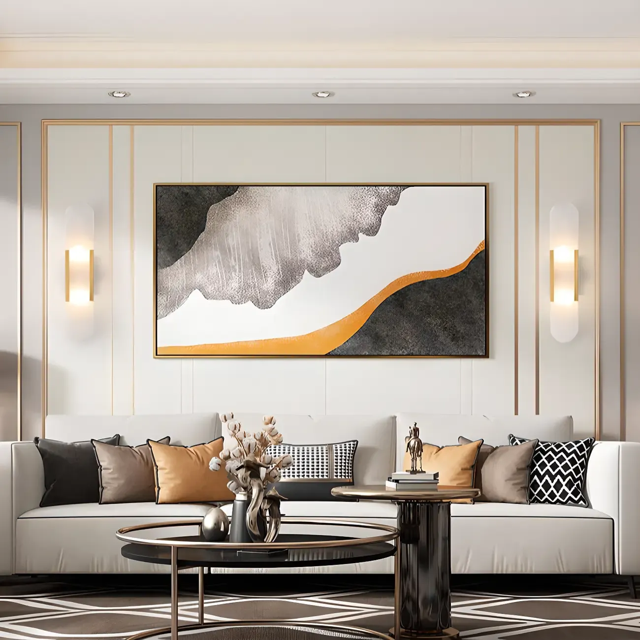 Modern Brass Oval Wall Light with Stone Chalk Shade