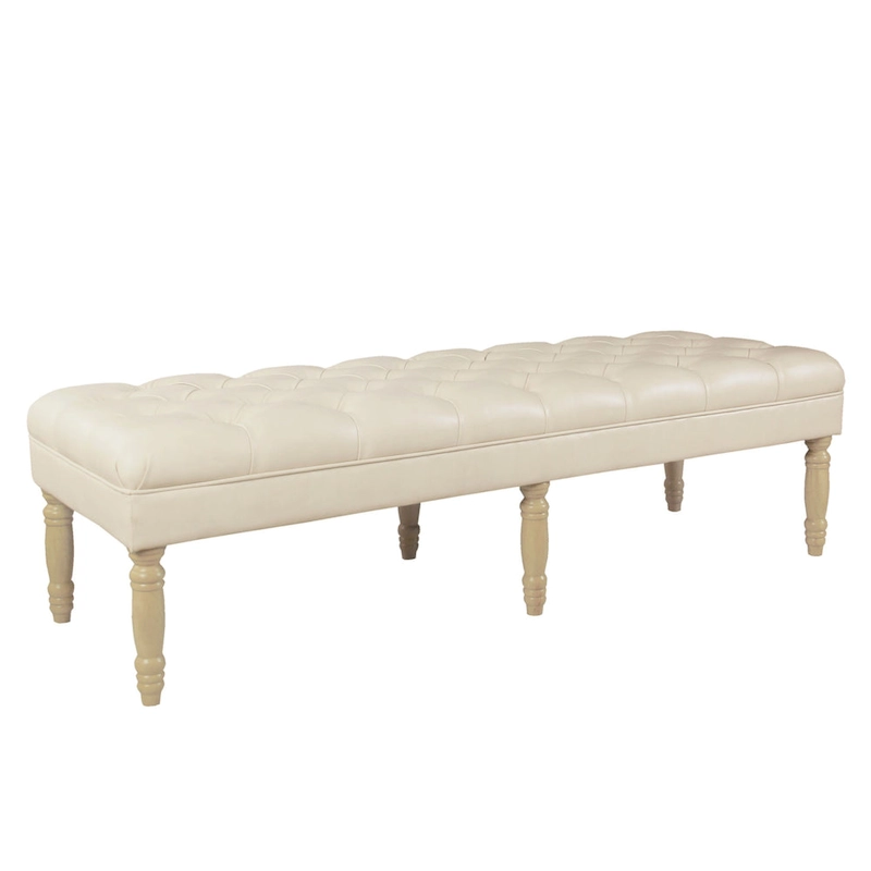 HomePop Classic Tufted Top Long Bench - Faux Leather