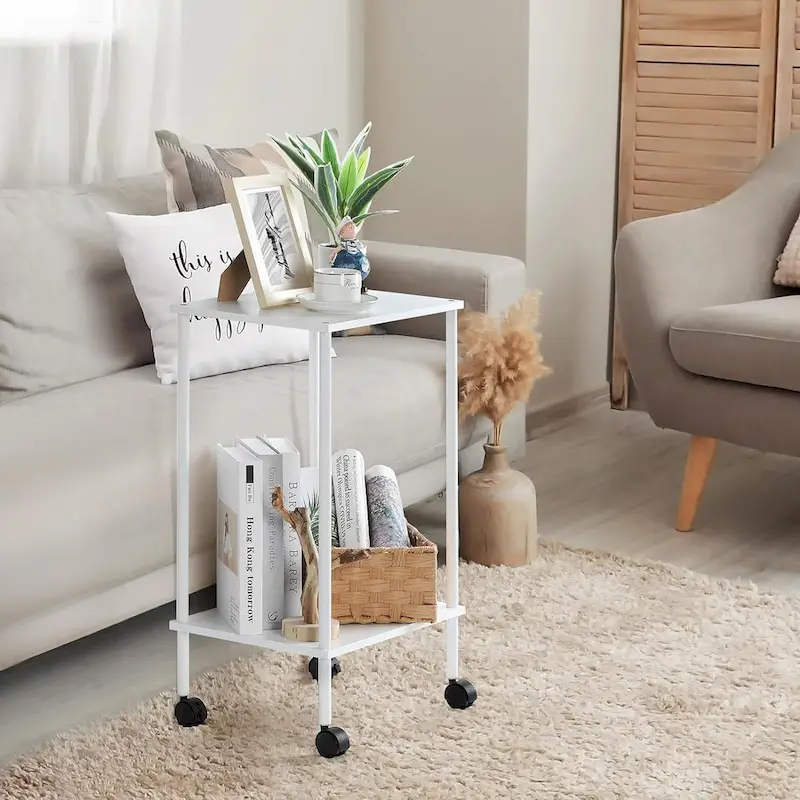 2-Tier Side Table with Wheels