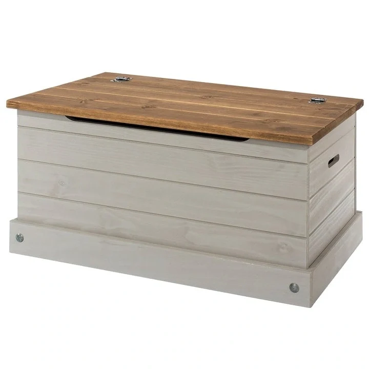 Wood Storage Trunk Ottoman Corona Gray