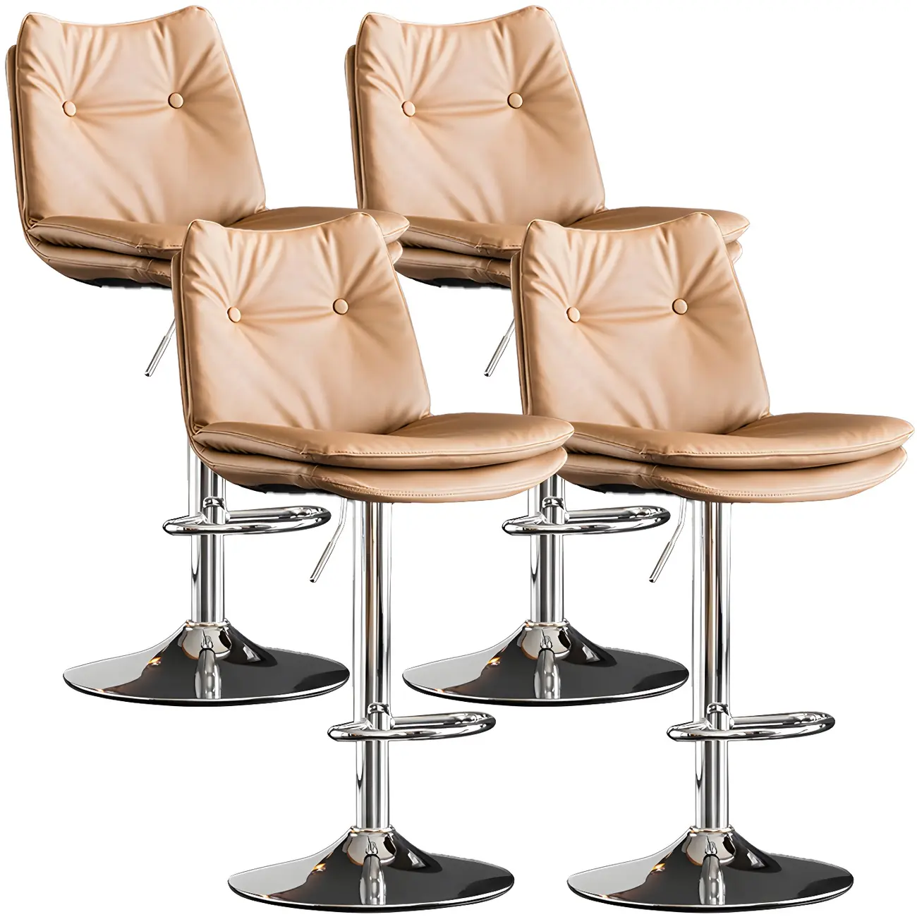 Modern Adjustable Leather Swivel Bar Stools