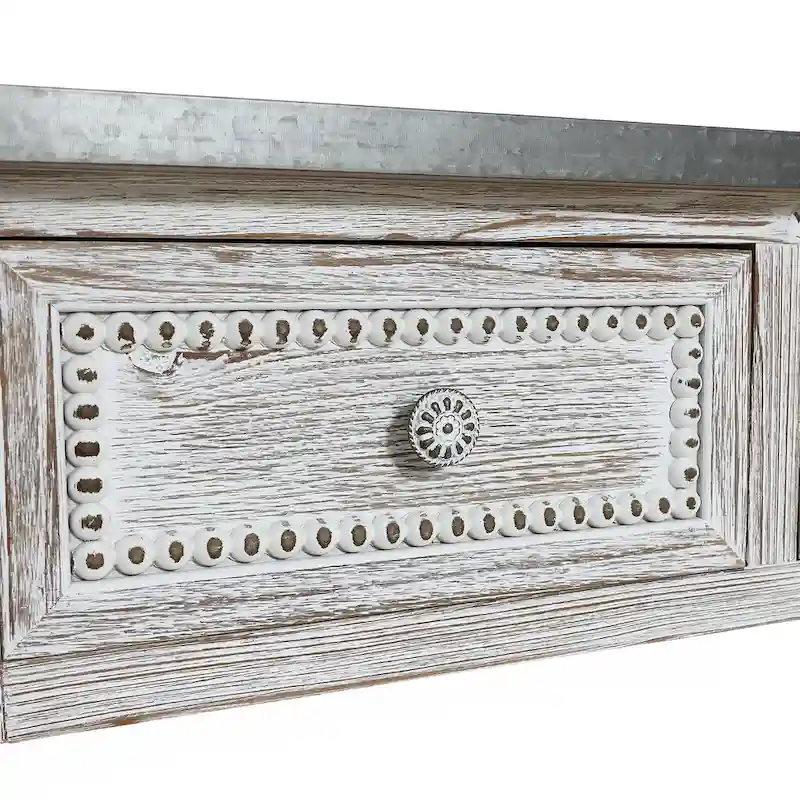 Farmhouse Distressed Wood and Metal 3-Drawer Console Table