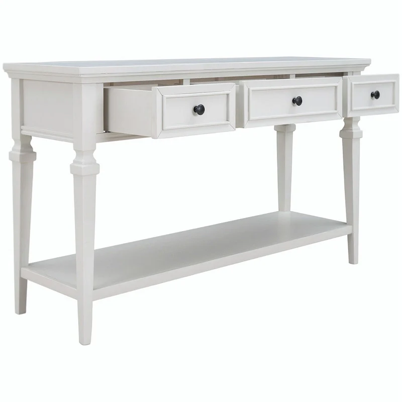 50L Classic Retro Style Console Table with Three Top Drawers and Open Style Bottom Shelf (Gray Wash)