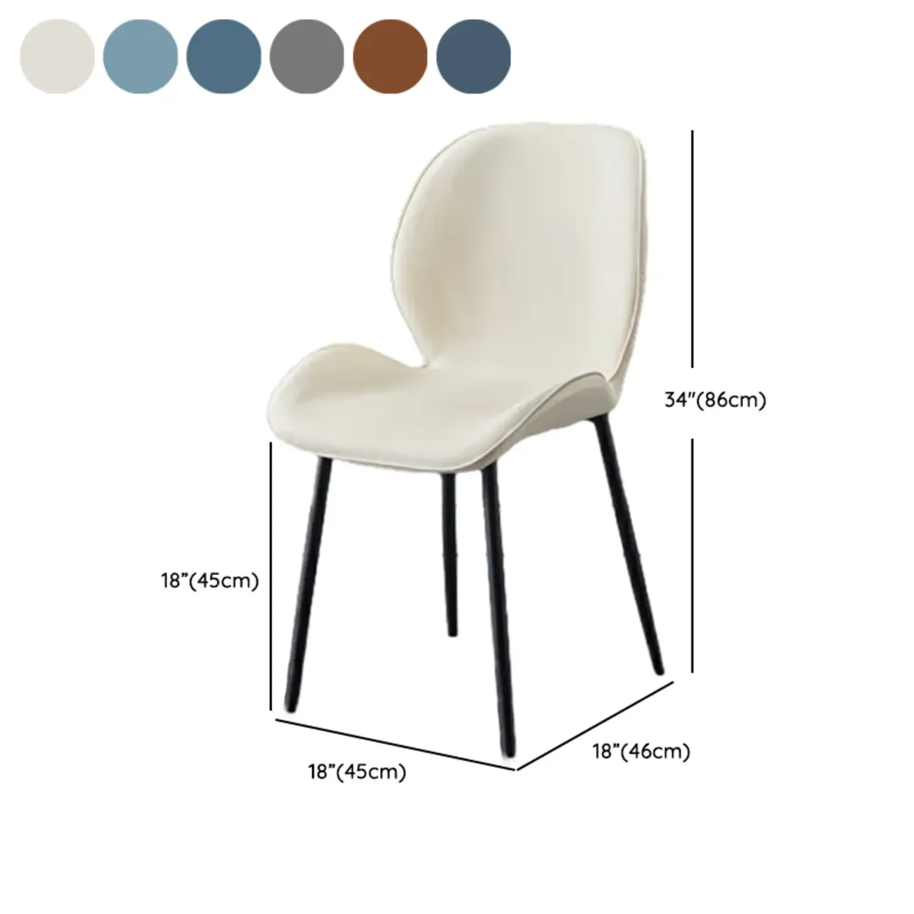 Modern Wingback Faux Leather Upholstered Metal Dining Chair