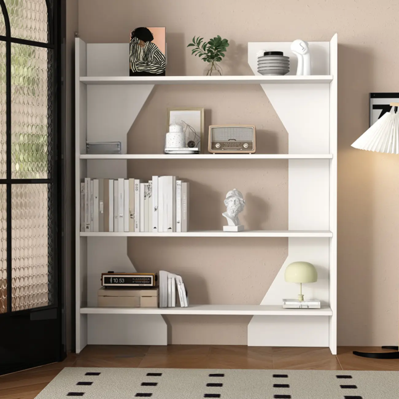 Simple Black Wood 5-Shelf Open Rectangle Bookcase