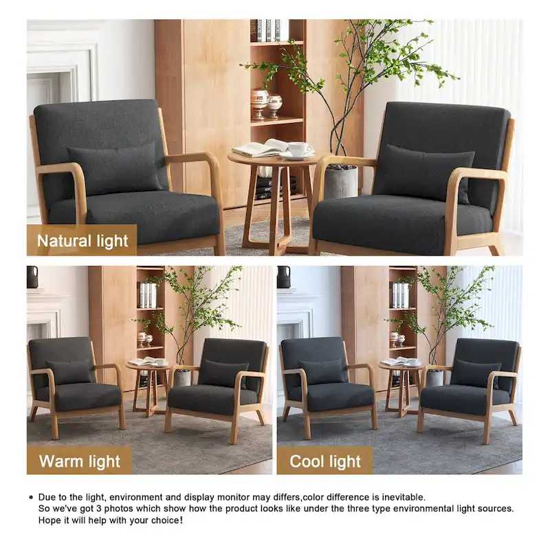 Upholstered Armchair Accent Chairs with Pillows Set of 2