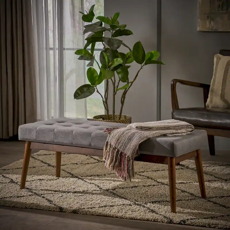 Flavel Tufted Fabric Ottoman Bench by Christopher Knight Home