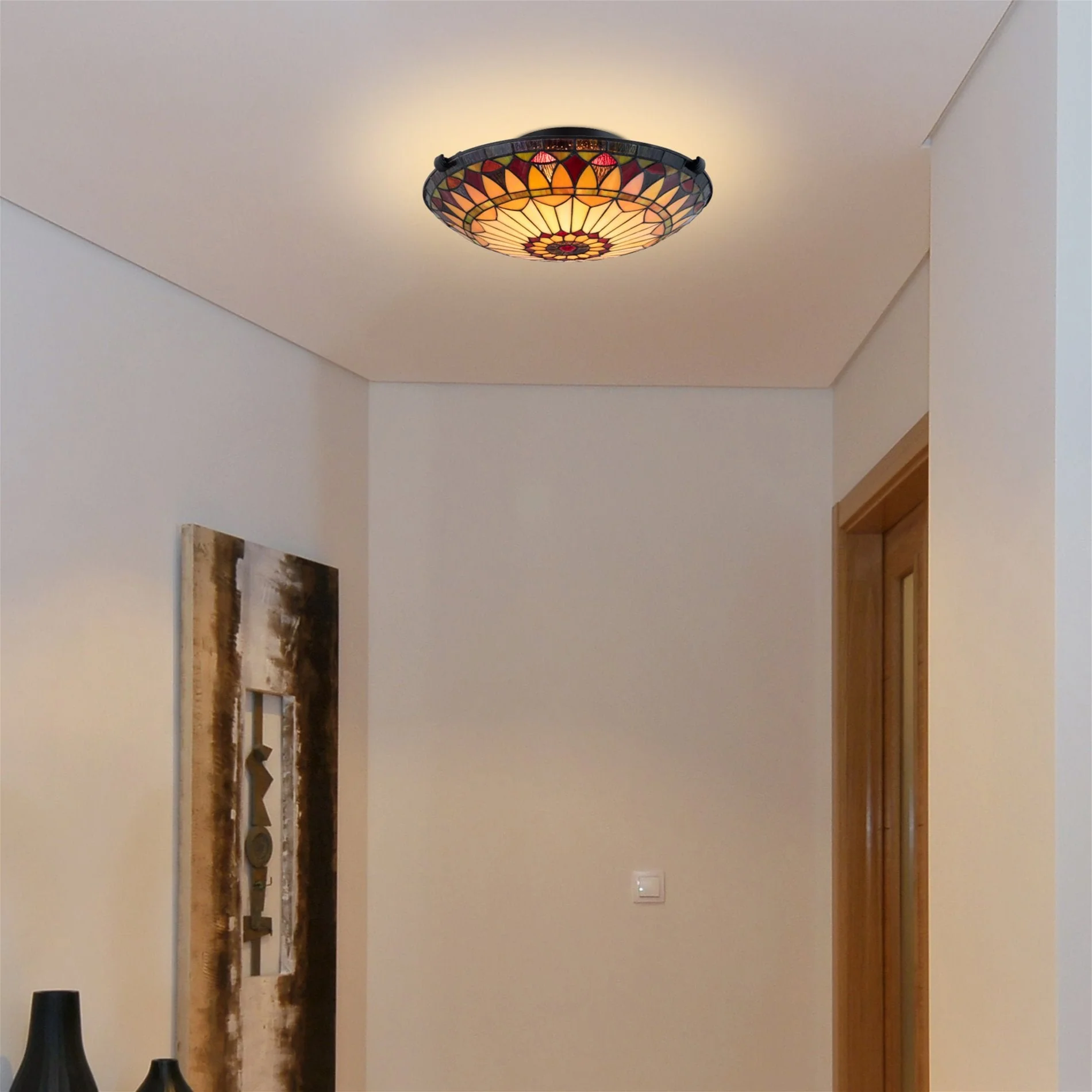 Mateo 16 2-Light Tiffany Glass Flush Mount Ceiling Light