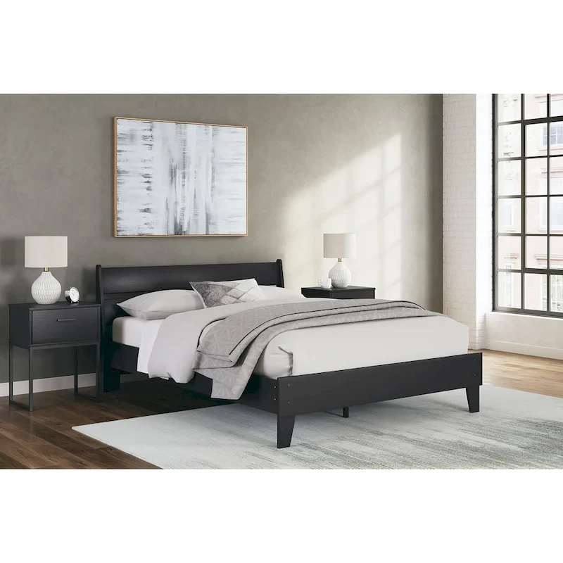 Signature Design by Ashley Socalle Black Panel Headboard with 2 Nightstands