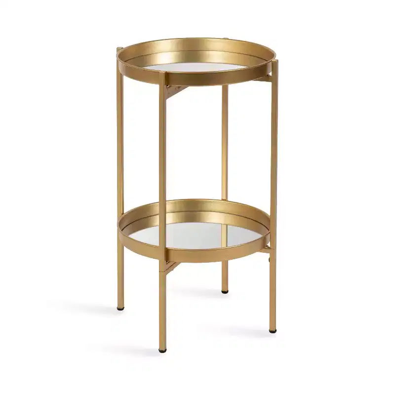 Round 2-Tier Metal Foldable Tray Table