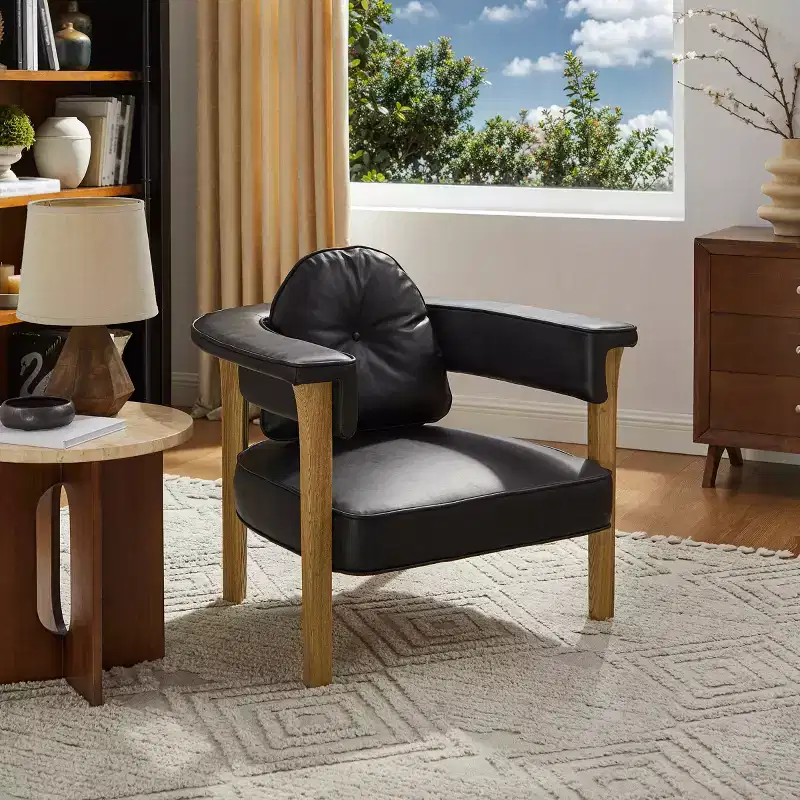 Art Leon Leather Chair with Ash Wood Frame