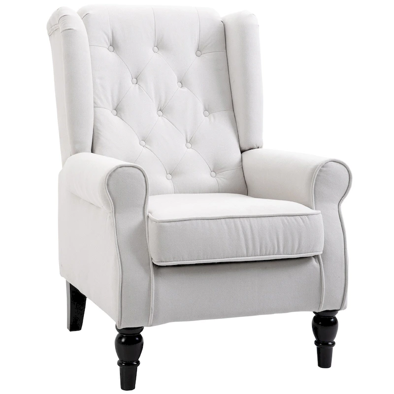 Cream White 29.3 High Back Tufted Accent Chair