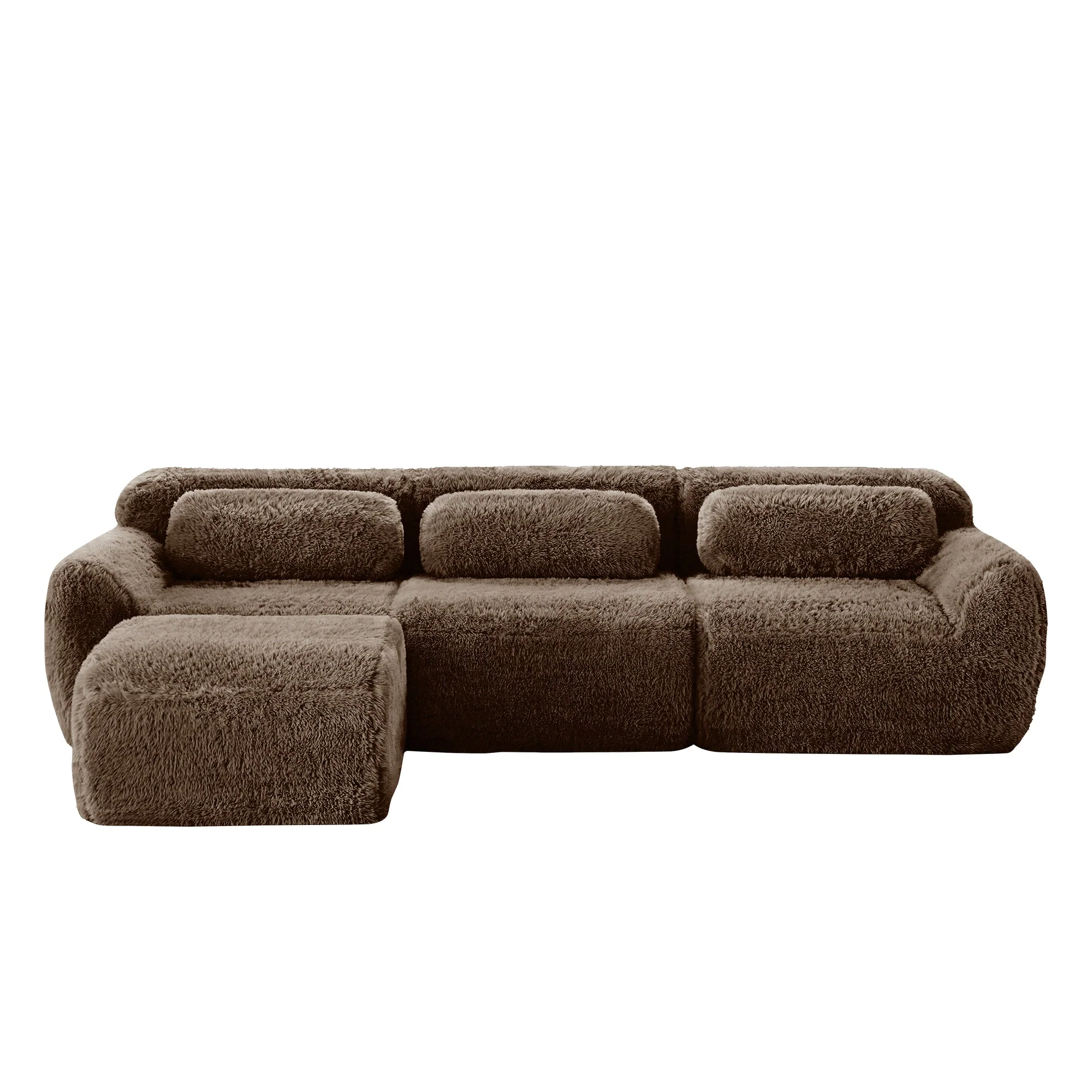 Soft And Fluffy Plush Boneless Modular Sofa with Ottoman